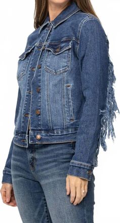 Judy Blue Livin On The Fringe Jacket In Blue