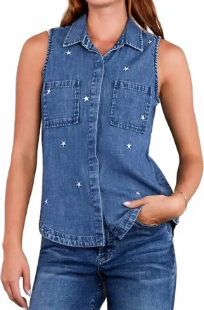 BILLY T Scarlett Sleeveless Shirt In Denim