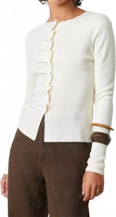 Suncoo Gamira Long Sleeve Sweater In Blanc Casse