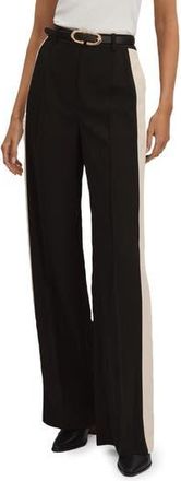 Reiss Pam Stripe Wide Leg Pants in Black/Cream at Nordstrom Rack, Size 10 Us / 14 Uk
