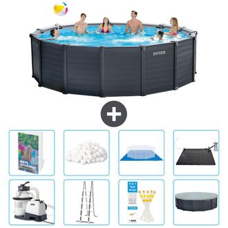 Intex Piscina Graphite Panel Redonda - 478x124 Cm - 9-piezas S534