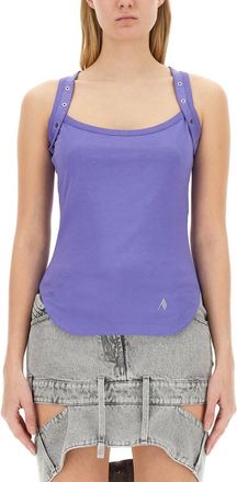 The Attico Purple Solid Scoop Neck Top