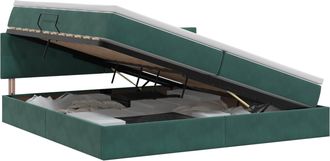 vidaXL Cama Con Almacenamiento Verde Oscuro 200 X 200 Cm Terciopelo Vidaxl