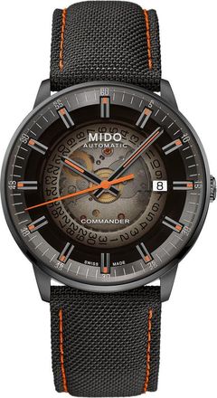 Mido Commander Gradient Skeletal Automatic Canvas Strap Watch, 40mm in Black at Nordstrom