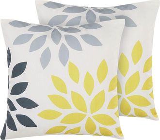 Beliani Conjunto De Cojines Decorativos De Jard&iacute;n Multicolor De Poli&eacute;ster Patr&oacute;n Floral 45 X 45 Cm Cuadrado Riale