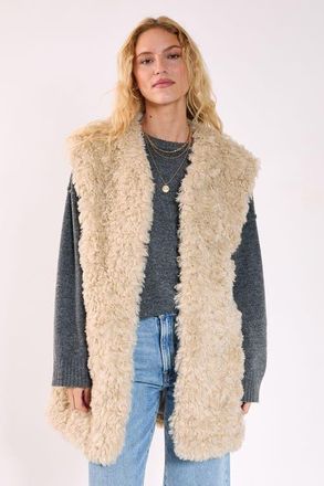 NASTY GAL Curly Faux Fur Borg Gilet in Ecru at Nordstrom, Size 10