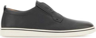 Ferragamo Dark Grey Leather Sneakers