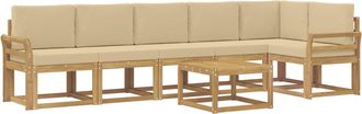 vidaXL Conjunto De Sof&aacute;s De Exterior 7 Uds. Y Beige Poli&eacute;ster Vidaxl
