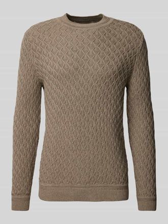 Gabba Strickpullover mit Rundhalsausschnitt Modell AKSLA in Hellbraun, Gr&ouml;&szlig;e L