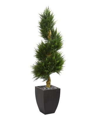 Nearly Natural 5.5Ft Cypress Spiral Uv-Resistant Artificial Tree In Planter (Indoor/Outdoor)