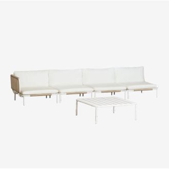 Sklum Sklum - Sof&aacute; Modular De Jard&iacute;n Esquinero De 4 Piezas Y Mesa De Centro Roubly