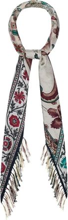 Pierre-Louis Mascia Sciarpa a fiori con frange - Bianco