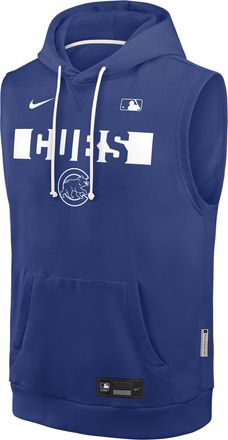 Nike Chicago Cubs Authentic Collection Standard Issue Nike Mens Dri-FIT MLB Sleeveless Pullover Hoodie in Blue | 03B44EWEJ-4T2