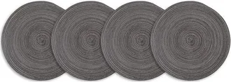 OEM 4 Manteles Individuales Redondos, Poli&eacute;ster, Antideslizantes Y Resistentes Al Aceite, Lavables, Reutilizables, Festivales, Negro Y Gris