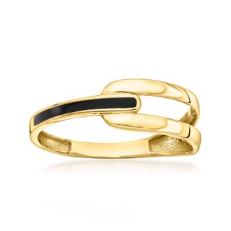 Canaria Canaria 10kt Yellow Gold Open-Space Ring With Black Enamel