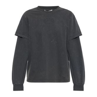 Ganni Future Heavy Jersey Double Sleeve - Dames - Longsleeves - Grijs - M - Katoen - Tops