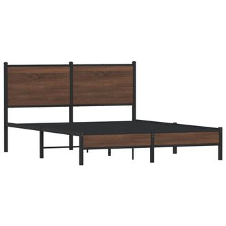 Berkfield Home Metal Bed Frame without Mattress Brown Oak 137x190 cm