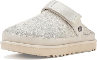 UGG Goldenstar Crackle Clogs Womens Slippers Crackle White : 7.5 B - Medium, Leather/Polyester/Suede