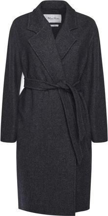 Max Mara Blauwe Wollen Jas met Riemsluiting - Dames - Jas met riem - Blauw - S - Wol - Jassen