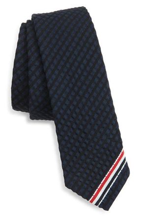 Thom Browne Classic Stripe Wool Tie in Navy at Nordstrom