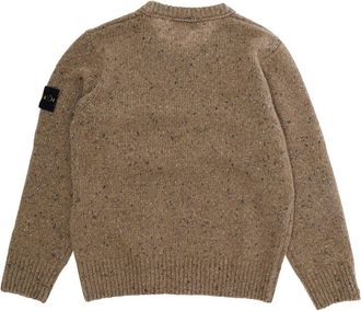 Stone Island Boys Crewneck Wool Sweater Beige Tops Top