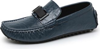 Generic Menss Loafers Genuine Leather Penny Loafers Slip on Casual Shoes Non Slip Lightweight Office Shoes (Blue,11.5)