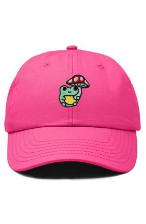 Dalix Mushroom Frog Embroidered Hat in Hot Pink at Nordstrom