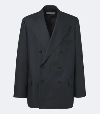 Dries Van Noten Blazer doppiopetto in lana a spina di pesce