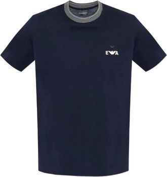 Emporio Armani ASV Piqu&eacute; T-shirt met super-reli&euml;f EA-borduursel - Heren - T-shirts - Blauw - XL - Katoen - Tops