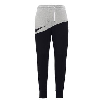 Nike Mens Nike Large Logo Splicing Knit Casual Sports Pants/Trousers/Joggers autumn Black Gray Colorblock BV5298-064