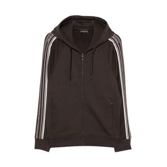 Emporio Armani Felpa con zip in cotone - - Sweatshirts & Hoodies - Uomo - Marrone - L