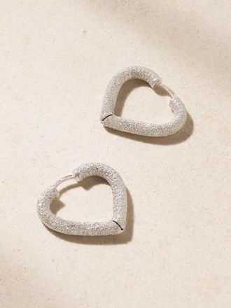 Carolina Bucci Orecchini A Cerchio In Oro Bianco 18 Carati Cuore Huggy