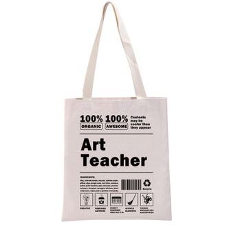 Generic PYOUL Funny Artist Gift 100% Art Teacher Tote Bag Art Lovers Handbag Artist Painter Gift New Art Teacher Gift (100% Art Teacher T)