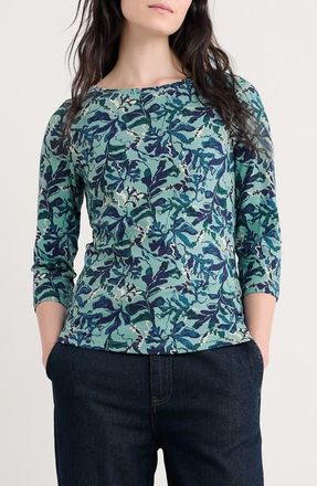 Seasalt Cornwall Easel Frond Print Stretch Organic Cotton Top in Floating Fronds Sardine at Nordstrom, Size 16 Us