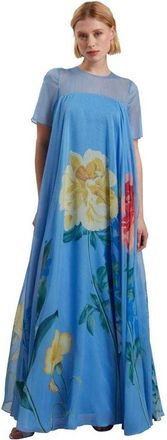Ted Baker Marie maxi-jurk voor dames met korte mouwen (middeng blauw)