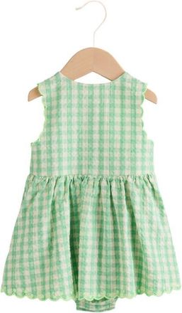 Next Kids Sleeveless Gingham Dress in Green at Nordstrom, Size Newborn