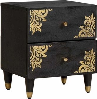 vidaXL Bedside Cabinet Black 40 x 33 x 46 cm Solid Mango Wood vidaXL