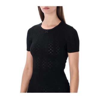 J.W.Anderson Ribbed Eyelet Knit Top - Dames - Tops - Zwart - Maat: L Viscose