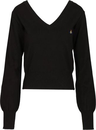 Vivienne Westwood Gebreide kleding - Dames - V-hals truien - Zwart - M - Katoen - Truien & Vesten