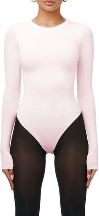 Naked Wardrobe Sculpt Crewneck Bodysuit in Pink Frosting at Nordstrom, Size X-Small