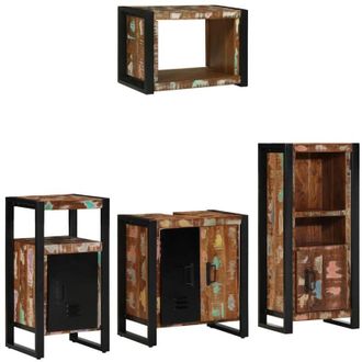 vidaXL Juego De Muebles De Ba&ntilde;o 4 Pcs Madera S&oacute;lida Recuperada Vidaxl