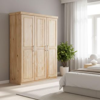 Dmora Armario De Tres Puertas, Color Roble, 140 X 190 X 55 Cm., Con Embalaje Reforzado - Dmora