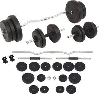vidaXL Juego De Pesas 60 Kg Barra Y Mancuernas Vidaxl