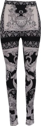 Versace Barocco-Print Leggings in Black and White Polyamide