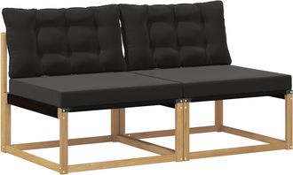 vidaXL Sof&aacute; Intermedio De Exterior 2 Plaza Madera De Acacia S&oacute;lida Vidaxl