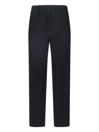 Homme Pliss&eacute; Issey Miyake Black Pleated Button Closure Straight-Leg Pants