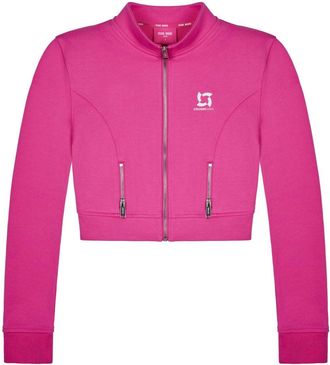 Team Wang logo-print cropped track jacket - women - Cotton - 0 - Pink