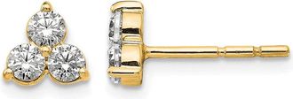 Diamond2Deal 1/2 ct Lab Grown Diamond 3 Stone Stud Earrings 14k Gold VS Clarity, D-E Color