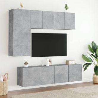 Berkfield Home Versatile 5 Piece TV Wall Units Concrete Grey Engineered Wood