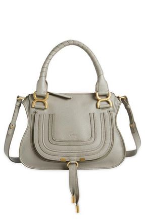 Chlo&eacute; Small Marcie Leather Satchel in Cashmere Grey at Nordstrom